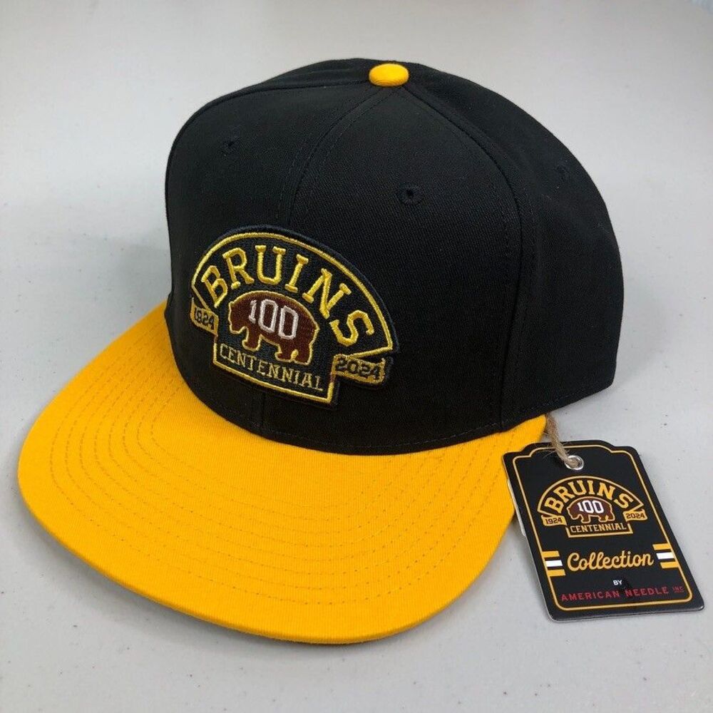 Boston Bruins Hat Black Centennial American Needle Blockhead‎ Snapback Cap 100th